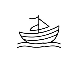 Boat logo design icon outline vector template