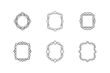Set of square lace frame outline vector ornament 