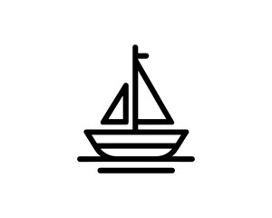 Boat logo design icon outline vector template