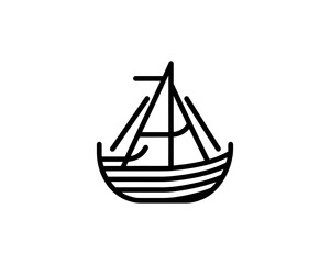 Boat logo design icon outline vector template