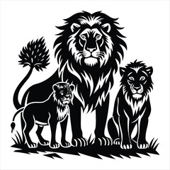 lion silhouette vector style
