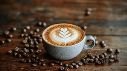 Crafting latte art close-up photography of coffee creations in a rustic  setting