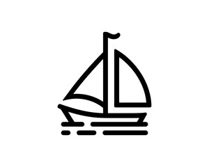 Boat logo design icon outline vector template