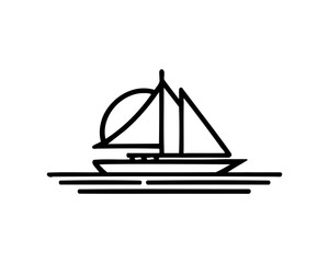 Boat logo design icon outline vector template