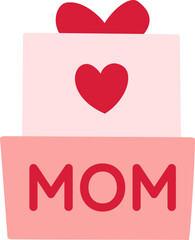 Mother's day gift box icon.
Gift Box for Mom.
Gift paper box wrapping flat vector illustration Isolated.
Transparent background.