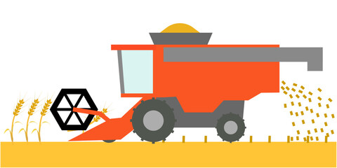 Clip art of combine harvester cutting wheat