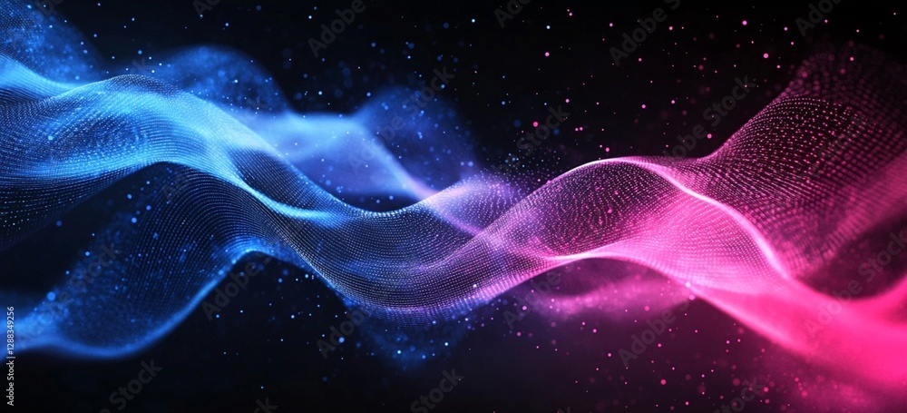 Aufkleber abstract pink blue digital wave particle flow background design modern technology futuristic elegant