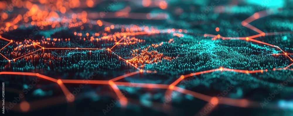 Poster earth day environmental idea. a vibrant, abstract representation of interconnected data in digital n