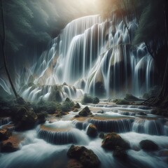 Motion blur waterfall Long exposure of cascading water creating