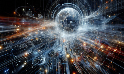Fototapeta premium Technology Backgrounds: Futuristic Digital Designs for Websites, Presentations & Graphics