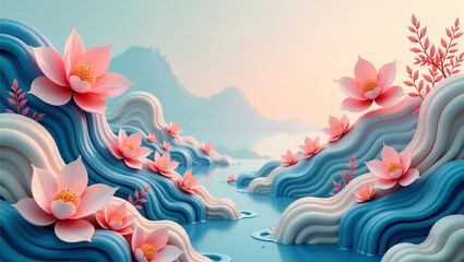 Surreal Botanica: Fluid Organic Landscape Wallpaper
