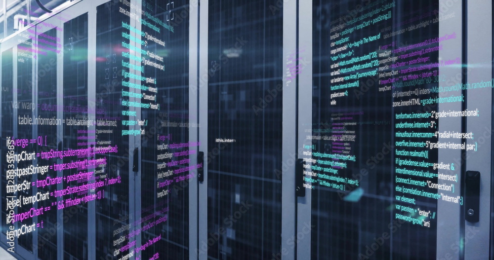 Poster image of data processing over server room