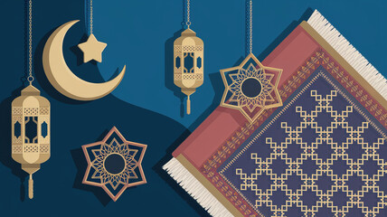 hires DESIGN Ramadan crescent Eid decor Islamic items DESIGN VECTOR POSTER
