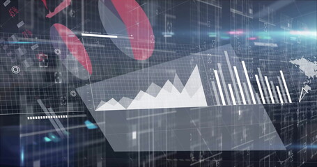 Image of data processing over cityscape