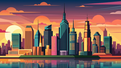 Obraz premium New York City Sunset Skyline