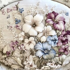 there is a plate with a floral design on it