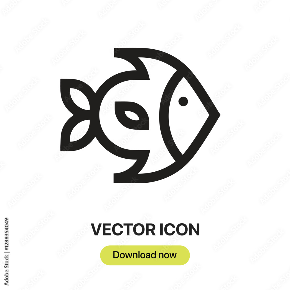Poster fish icon vector. linear-style sign for mobile concept and web design. fish symbol illustration. pix