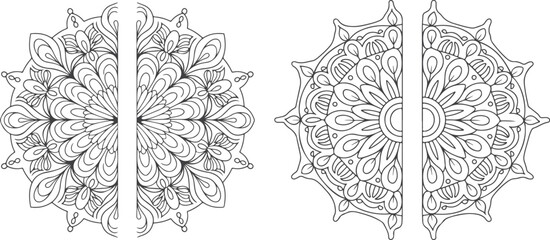 Fototapeta premium Half Mandala Coloring Pages