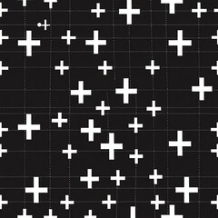 Abstract Black and White Plus Sign Pattern