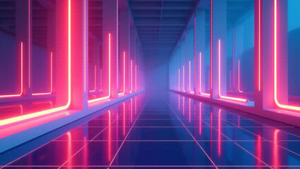 Techno Minimalist: Soft Neon Geometry Wallpaper