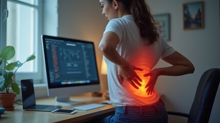 Struggling with sciatic nerve pain due to prolonged sitting and poor posture while working late at a desk