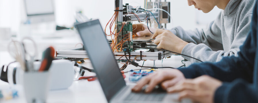 Students working on a project in the lab