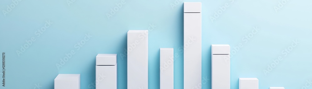 Aufkleber a minimalist graphic with vertical bars on a light blue background, representing data visualization 