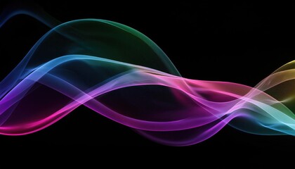 Fototapeta premium Abstract ripples of translucent smoke in soft and vivid colors on a bright black surface 