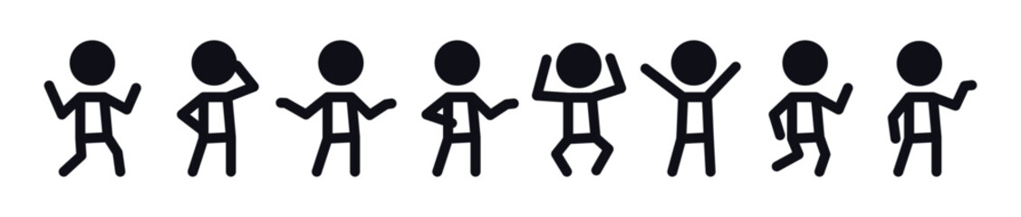 stick figure, set of icons people, basic movement, man poses, pictogram human silhouettes