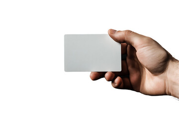 Obraz premium Hand Holding Blank White Card Against Transparent Background, PNG