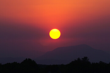 beautiful sunset over the hill