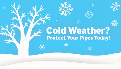 Winter plumbing advertisement urging pipe protection during cold weather