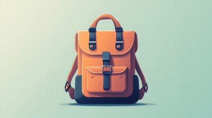Fototapeta premium Backpack's journey: The minimalist illustration of a backpack symbolizes travel, education, and exploration, perfect for evoking a sense of adventure and preparedness.