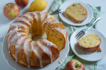 Summer Bundt Cake with Topped with Sugar Glaze