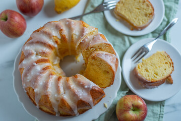 Summer Bundt Cake with Topped with Sugar Glaze