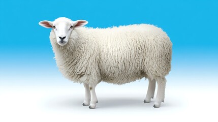 Fototapeta premium High Resolution Isolated Photograph of a Sheep on White Background