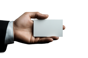 Hand Holding Blank White Business Card Against Transparent Background, PNG