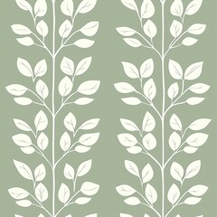 Seamless pattern of plants with circular leaves on a sage background