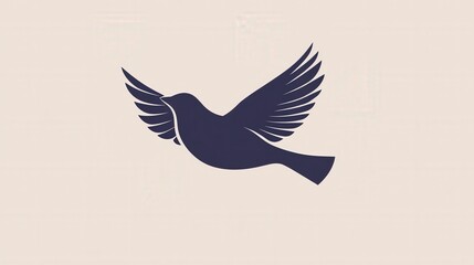 Soaring Silhouette: A minimalist depiction of a bird in full flight, gracefully captured against a serene backdrop, conveys themes of freedom and hope.