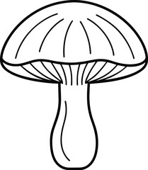 Minimalist Mushroom Line Drawing – Fungi Outline Vector Illustration