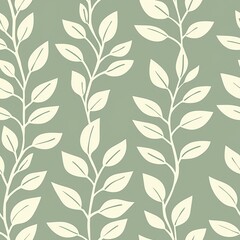 Seamless pattern of plants with circular leaves on a sage background
