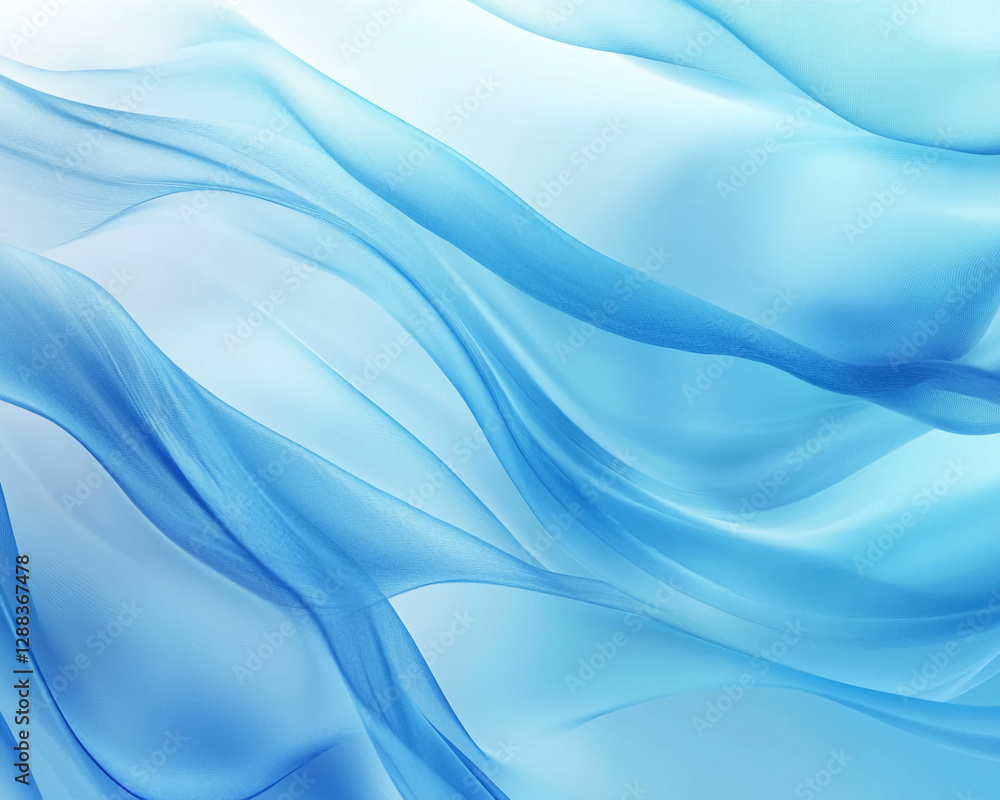 Poster a soft abstract image of flowing blue fabric, creating a tranquil and calming atmosphere, representi