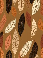 Rustic Feather Pattern with Warm Earthy Tones and Organic Shapes to Create a Natural Vibe