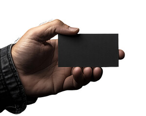 Hand Holding A Dark Gray Business Card Against A Transparent Background, PNG
