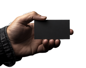 Hand Holding A Dark Gray Business Card Against A Transparent Background, PNG