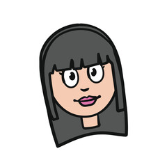 girls with bangs women's day doodle illustration hand drawn