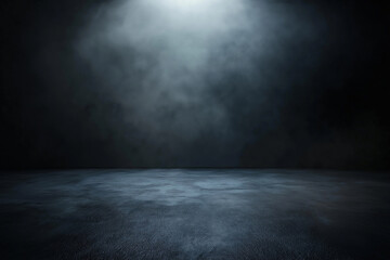 Dramatic Spotlight Illuminating a Reflective Floor in a Dark and Moody Space. Generative Ai