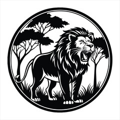 Fototapeta premium lion silhouette vector style
