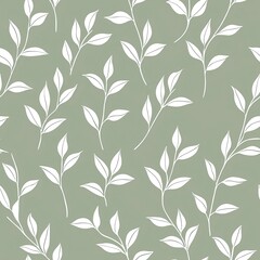 Seamless pattern of plants with circular leaves on a sage background