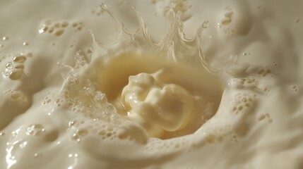 Milk Splash Texture Detailed Close-Up Shot
